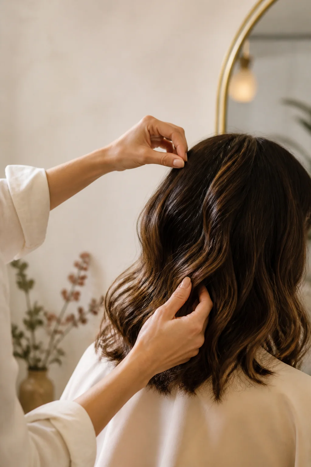 Stylist finishing soft dimensional waves